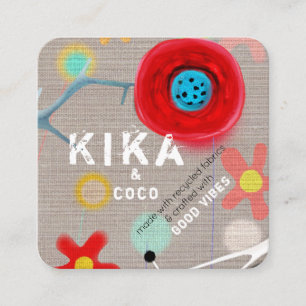 KIKA UND COCO MADE WITH RECYCLED FABRIC GOOD VIBES SQUARE BUSINESS CARD