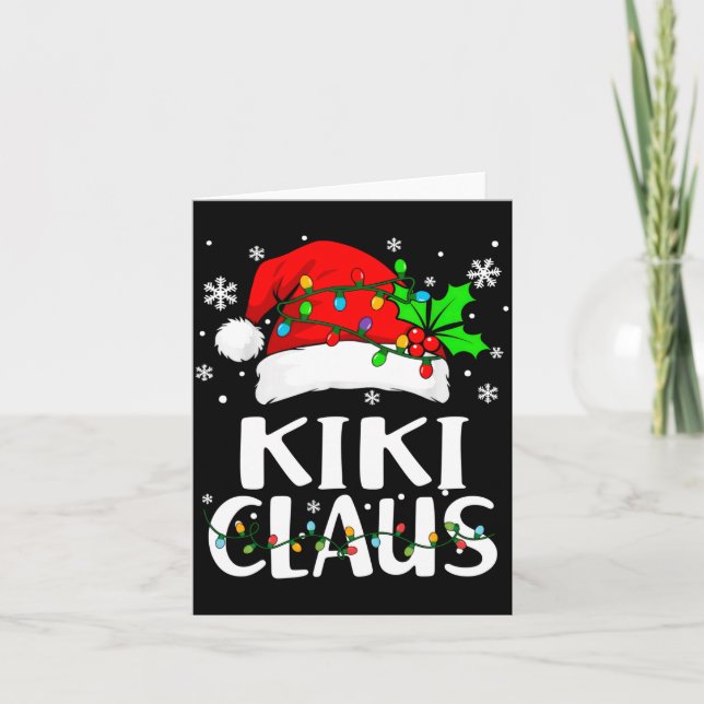 Kiki Claus Christmas Lights Pajama Family Matching Card (Front)