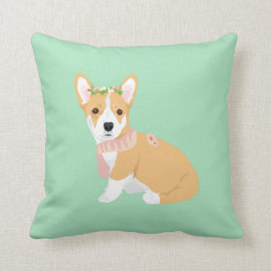 Kiki The Pretty Corgi with Pink Shawl Cushion