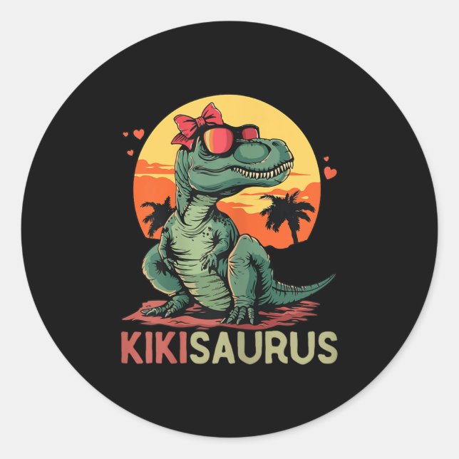 Kikisaurus Dino Dinosaur Kiki-saurus T-rex Mother' Classic Round Sticker (Front)