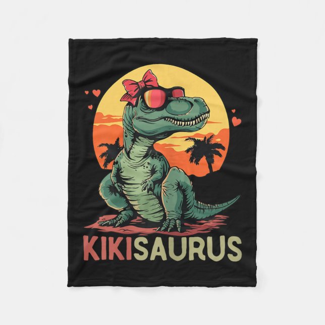 Kikisaurus Dino Dinosaur Kiki-saurus T-rex Mother' Fleece Blanket (Front)