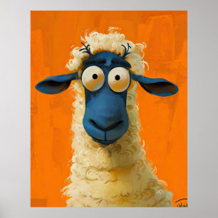 Kiko the Sheep – Whimsical Digital Art Poster