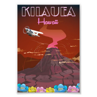 Kilauea Hawaii flight travel poster