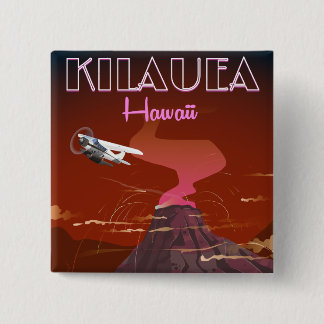 Kilauea Hawaii flight travel poster 15 Cm Square Badge