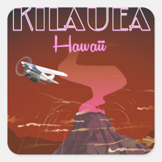 Kilauea Hawaii flight travel poster Square Sticker