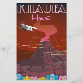Kilauea Hawaii flight travel poster Stationery