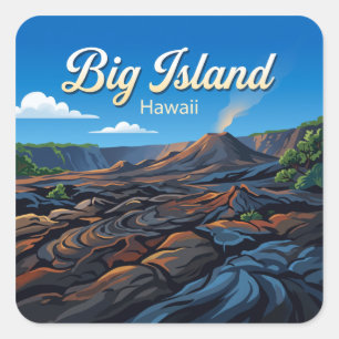 Kīlauea Lava Fields Volcano Hawaii Square Sticker