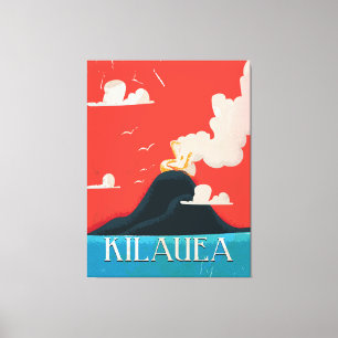 Kilauea Vintage Vacation Poster Art Canvas Print