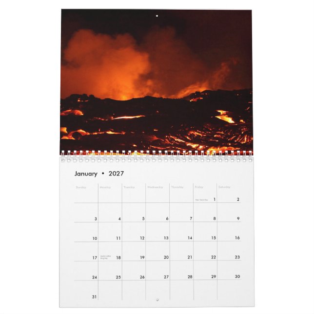 Kilauea Volcano, Hawaii Calendar (Jan 2027)