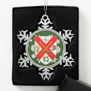 Kildare Ireland Crest Irish Snowflake Pewter Christmas Ornament