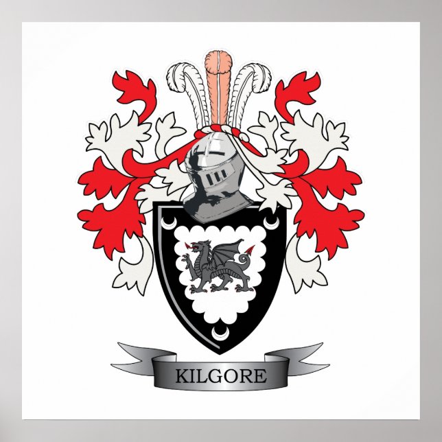 Kilgore Family Crest Coat of Arms Poster (Front)
