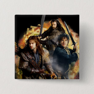 Kili, BILBO BAGGINS™, & THORIN OAKENSHIELD™ Ar 15 Cm Square Badge