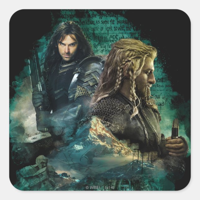 Kili & Fili Over Erebor Square Sticker (Front)