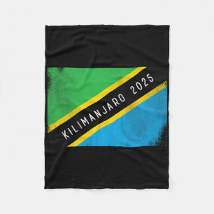 Kilimanjaro 2025 Tanzania Flag Mount Kilimanjaro C Fleece Blanket