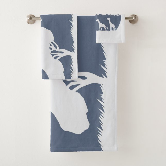 Kilimanjaro (Blue) Bath Towel Set (Insitu)