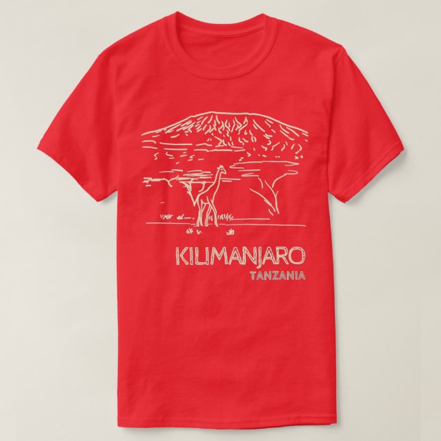 Kilimanjaro Tanzania Africa Giraffe T-Shirt (Design Front)