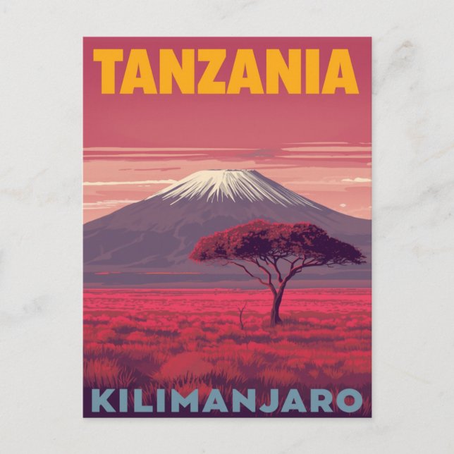Kilimanjaro Tanzania Retro Travel Postcard (Front)