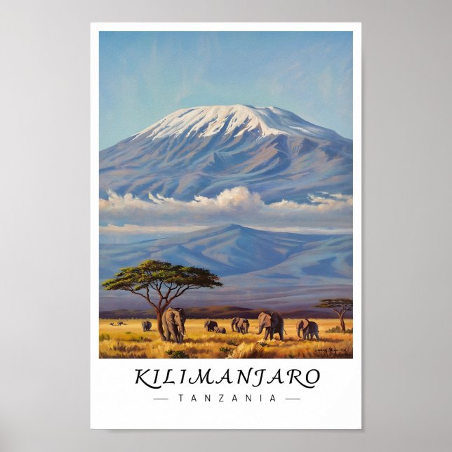 Kilimanjaro Tanzania Wall Art, African Mountain Poster (Front)