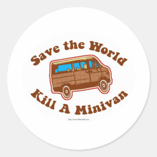 Kill a minivan classic round sticker