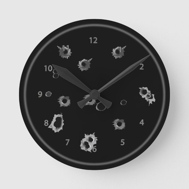 Kill The Time Gunshots Holes Wall Clock (Front)