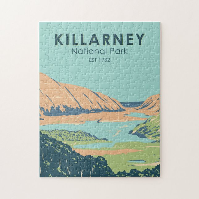 Killarney National Park Ireland Travel Art Vintage Jigsaw Puzzle (Vertical)