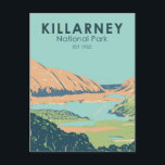 Killarney National Park Ireland Travel Art Vintage Postcard<br><div class="desc">Killarney vecctor art design. The park is the first national park in Ireland,  created when the Muckross Estate was donated to the Irish Free State in 1932.</div>
