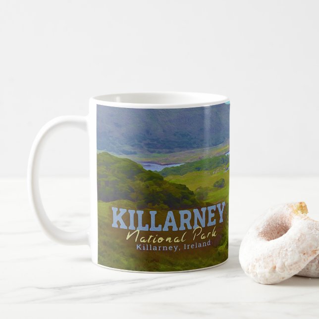 KILLARNEY WATERCOLOR - KILLARNEY LAKE IRELAND COFFEE MUG (With Donut)