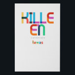Killeen Texas Mid Century, Pop Art, Faux Canvas Print<br><div class="desc">Killeen Texas classic retro throwback style from the 60s 70s and 80s. Bright primary colours in the 20th-century abstract art style with simple geometric elements. Vintage pop art. Simple bold,  wear your hometown out loud.</div>