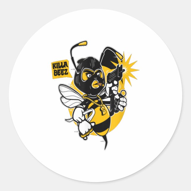 Killer Bee TShirt Classic Round Sticker (Front)
