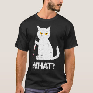 Killer Cat Bloody Knife Costume Funny Animal Hallo T-Shirt