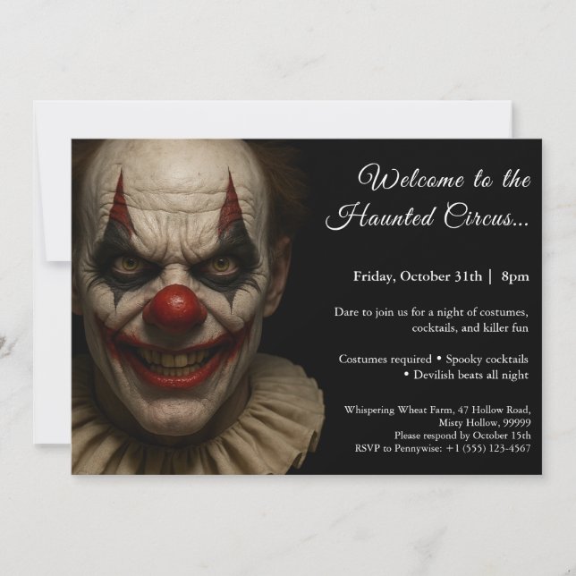 Killer Clown | Halloween Costume Party Invitation (Front)