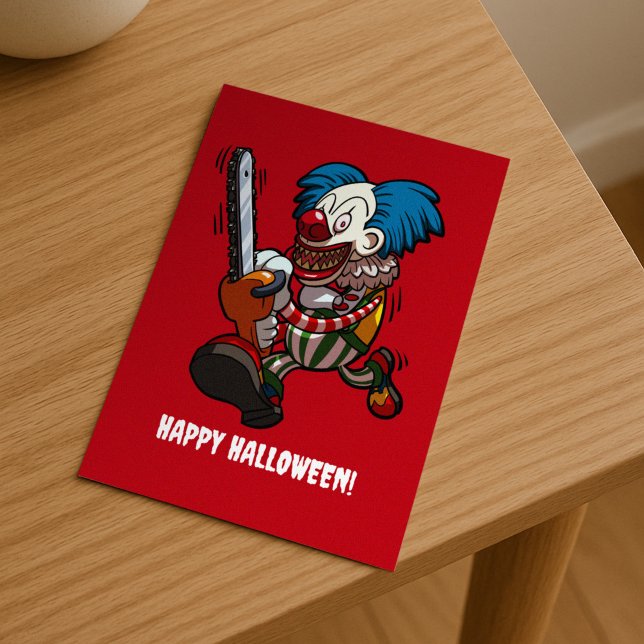 Killer Clown Happy Halloween Horror Cartoon Postcard (Creator Uploaded)