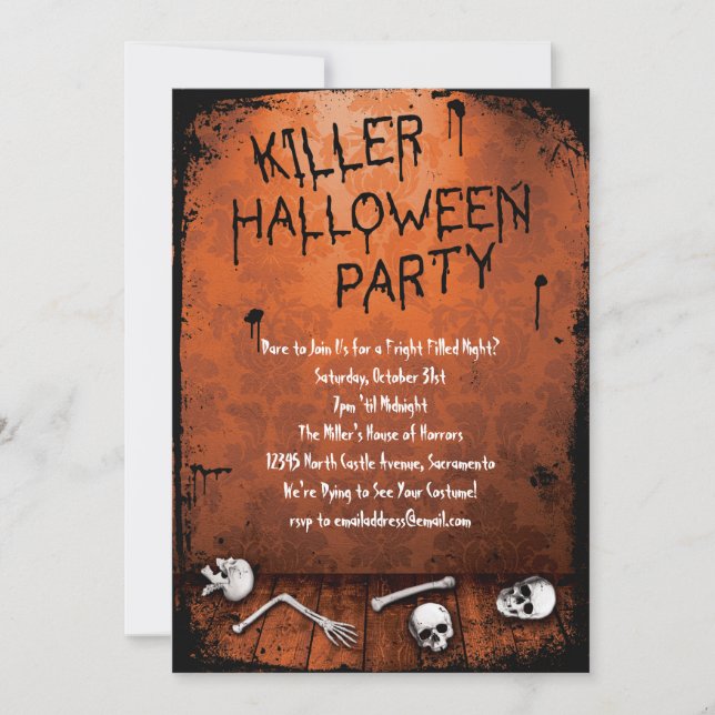 Killer Halloween Party with Skulls Invitation (Front)