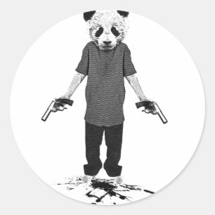 Killer panda classic round sticker