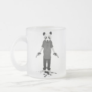Killer panda frosted glass coffee mug