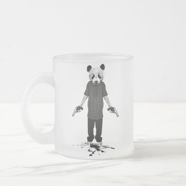 Killer panda frosted glass coffee mug (Left)