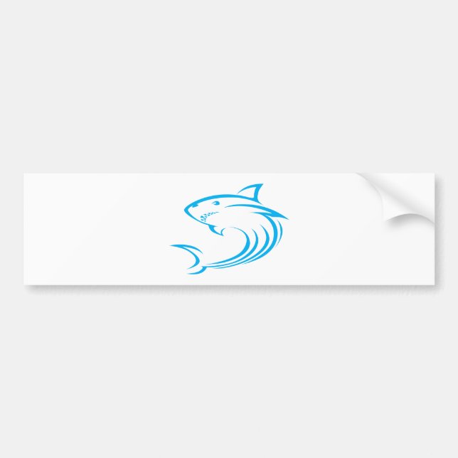 Killer Shark in Swish Drawing Style Bumper Sticker (Front)