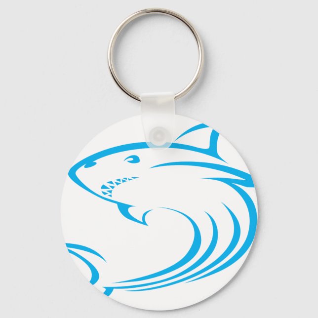 Killer Shark in Swish Drawing Style Key Ring (Front)