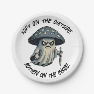 Killer 'Shroom – Spooky Ghost with Knife Paper Plate