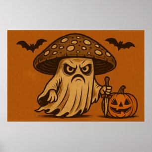 Killer Shroom-Spooky Ghost with Knife Poster