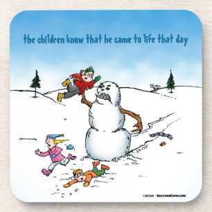 Killer Snowman Funny Cartoon Coaster
