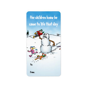 Killer Snowman Funny Cartoon Gift Labels