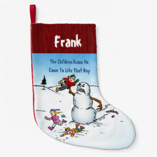 Killer Snowman Funny Cartoon Small Christmas Stocking