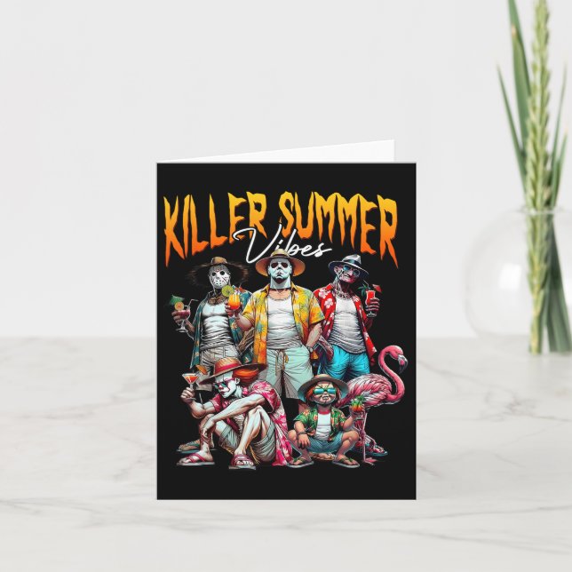 Killer Summer Vibes Beach Vacation Funny Horror Su Card (Front)