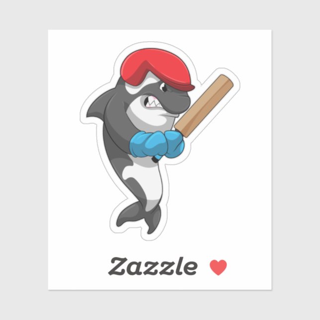Killer whale at Cricket with Cricket bat (Sheet)