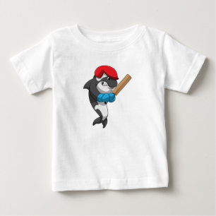 Killer whale at Cricket with Cricket bat Baby T-Shirt