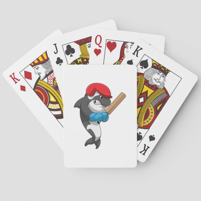 Killer whale at Cricket with Cricket bat Playing Cards (Back)
