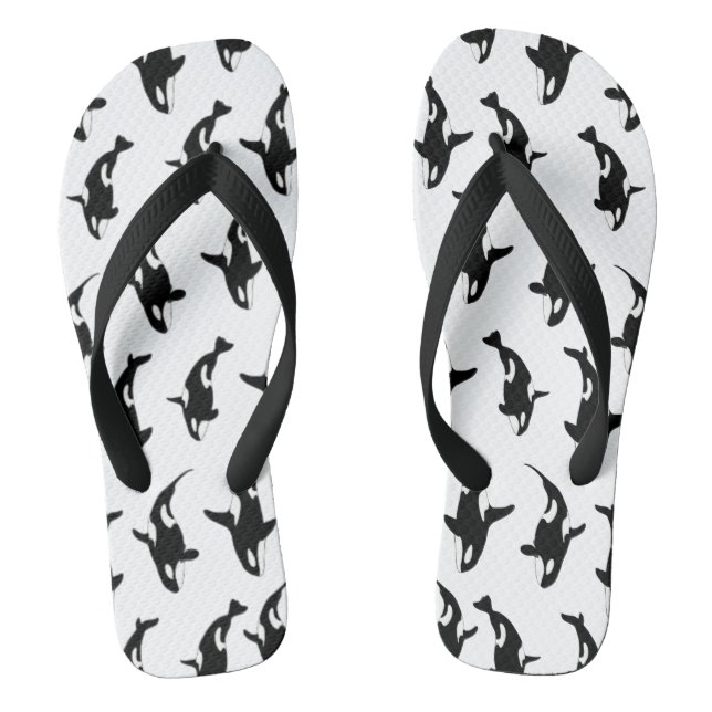 Killer Whale Black and White Flip Flops (Footbed)