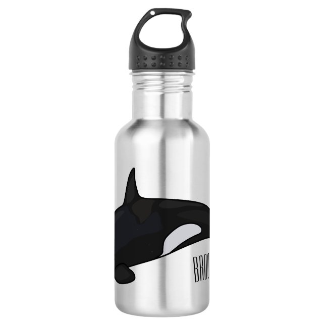 Killer whale cartoon illustration 532 ml water bottle (Front)