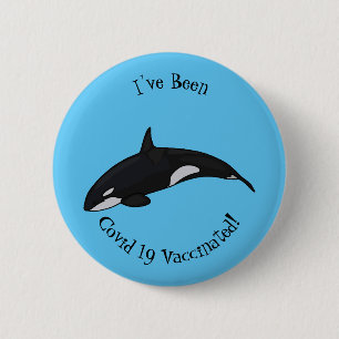 Killer whale cartoon illustration 6 cm round badge